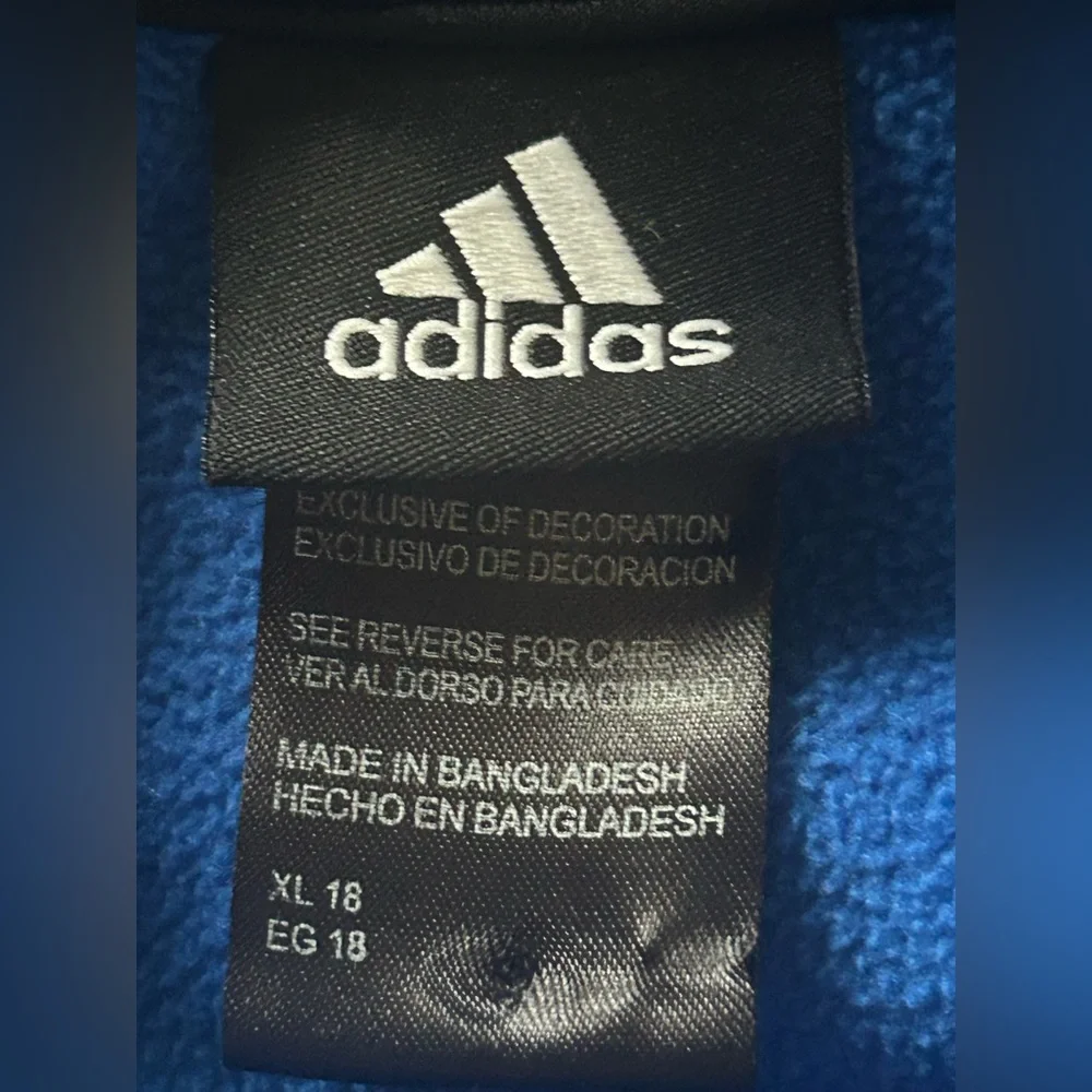 Adidas Climalite Hoodie Blue Pullover Sweatshirt Youth Athletic Logo XL 18